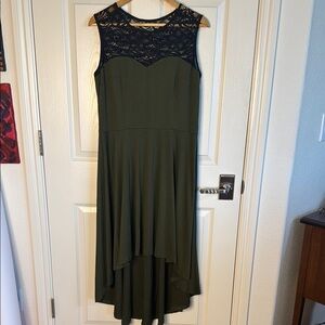 Elegant Green Sleeveless High Low Sundress